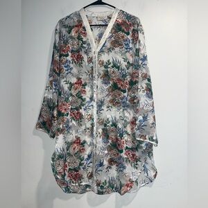 VICTORIA’S SECRET VTG sheer floral button down sleep shirt